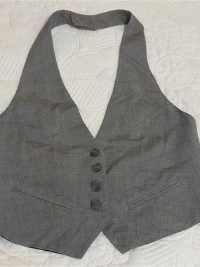 Vintage Y2K Bebe Gray Button-Front Halter Vest